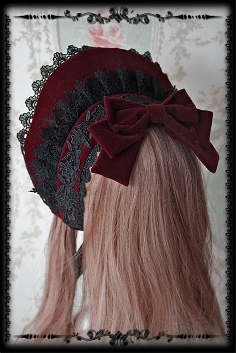 Infanta - Rose Sanctuary - Open-Crown Velvet Bonnet