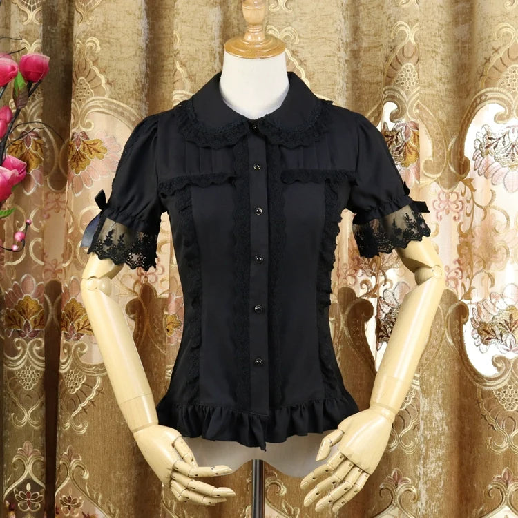 DMFS Lolita - Sweet Lolita Shirt Short Sleeve - Chiffon Blouse Innerwear