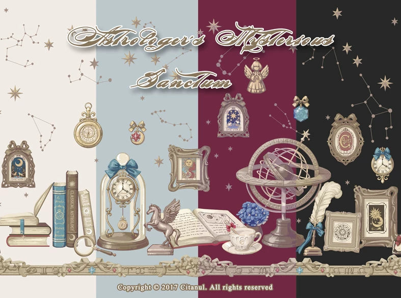Krad Lanrete - Astrologer's Mysterious Sanctum - Celestial-Print JSK with Book Motifs
