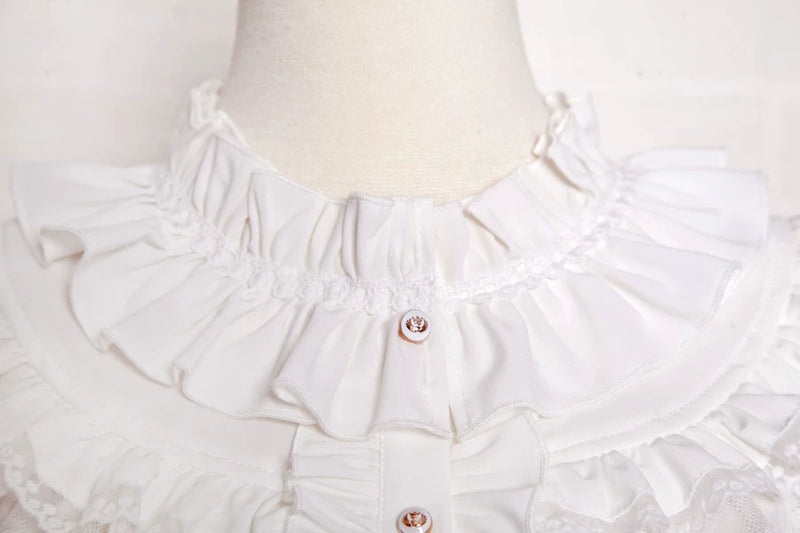 Yilia - Court Frills - Stand Collar Long Sleeve Blouse