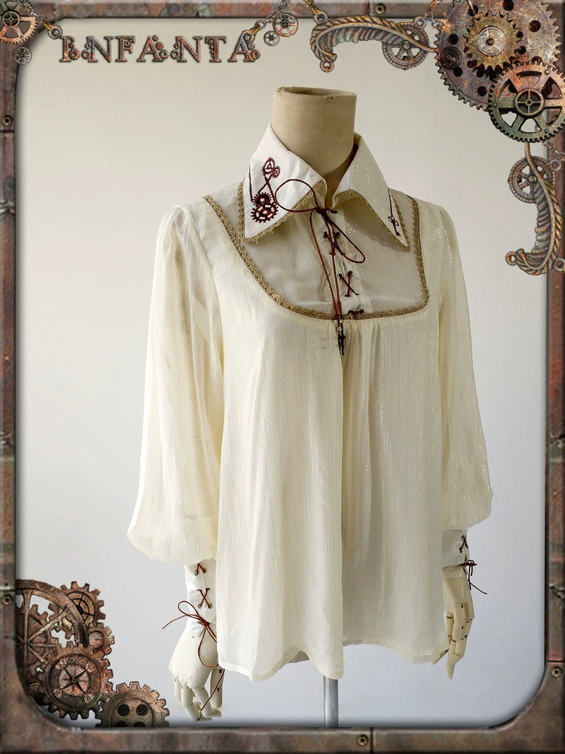 Infanta - Mechanical Doll - Gear-Embroidered Chiffon Blouse