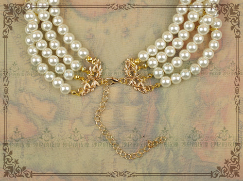 Rose of Sharon - Classic Lolita Tiered Pearl Chain - Neckwear