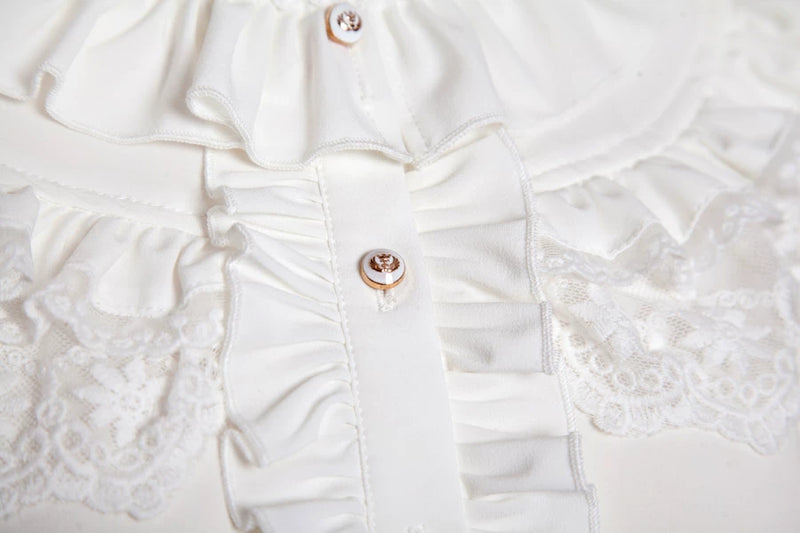 Yilia - Court Frills - Stand Collar Long Sleeve Blouse