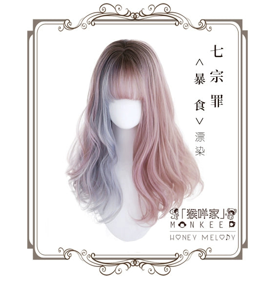 Spot MONKEEP Monkey Bajia, Seven Deadly Sins 55CM handmade large roll color matching bleaching gradual change original wig