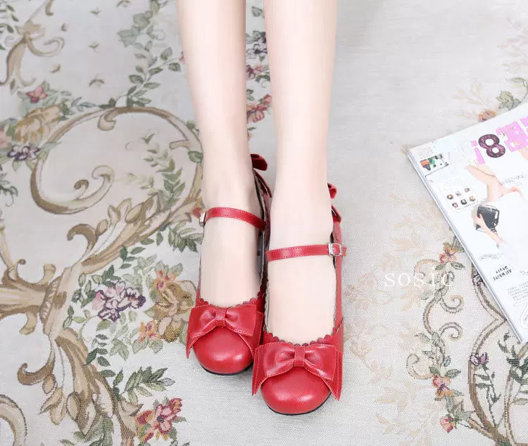 Sosic - Round Toe Lolita Shoes Sweet Bow - Design Size 33-41 Shoes