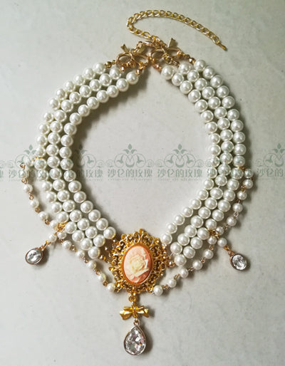 Rose of Sharon - Classic Lolita Tiered Pearl Chain - Neckwear