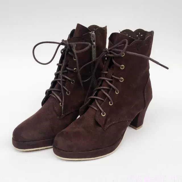 Antaina - Retro Lolita Shoes High Heel Suede - Shoes Petal Shaped Topline Customized Shoes
