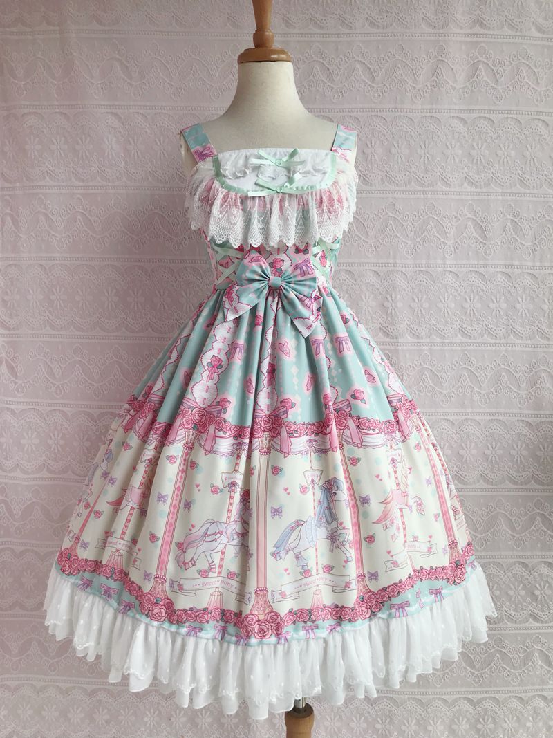 Rose Carousel - Chiffon JSK Dress XS green