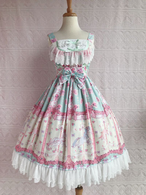 Rose Carousel - Chiffon JSK Dress XS green
