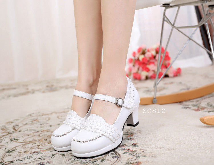 Sosic - Sweet High-heeled Plain Color - Lolita Shoes Shoes