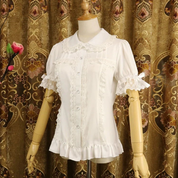 DMFS Lolita - Sweet Lolita Shirt Short Sleeve - Chiffon Blouse Innerwear
