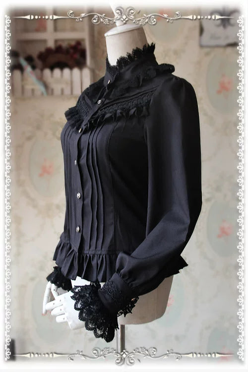 Infanta - Parfum - Blouse Lolita Classique à Volants en Dentelle et Plis Nervurés