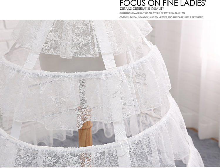 Manyiluo - Adjustable Hollowed-Out Cool - Adjustable Lace-Tulle Lolita Petticoat with Fishbone Hoops - product detail 5
