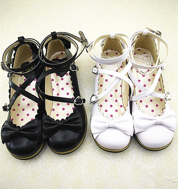 Meixie - Lovely Lolita Low Heel Cross Strap - Bow Tie Princess Shoes Shoes