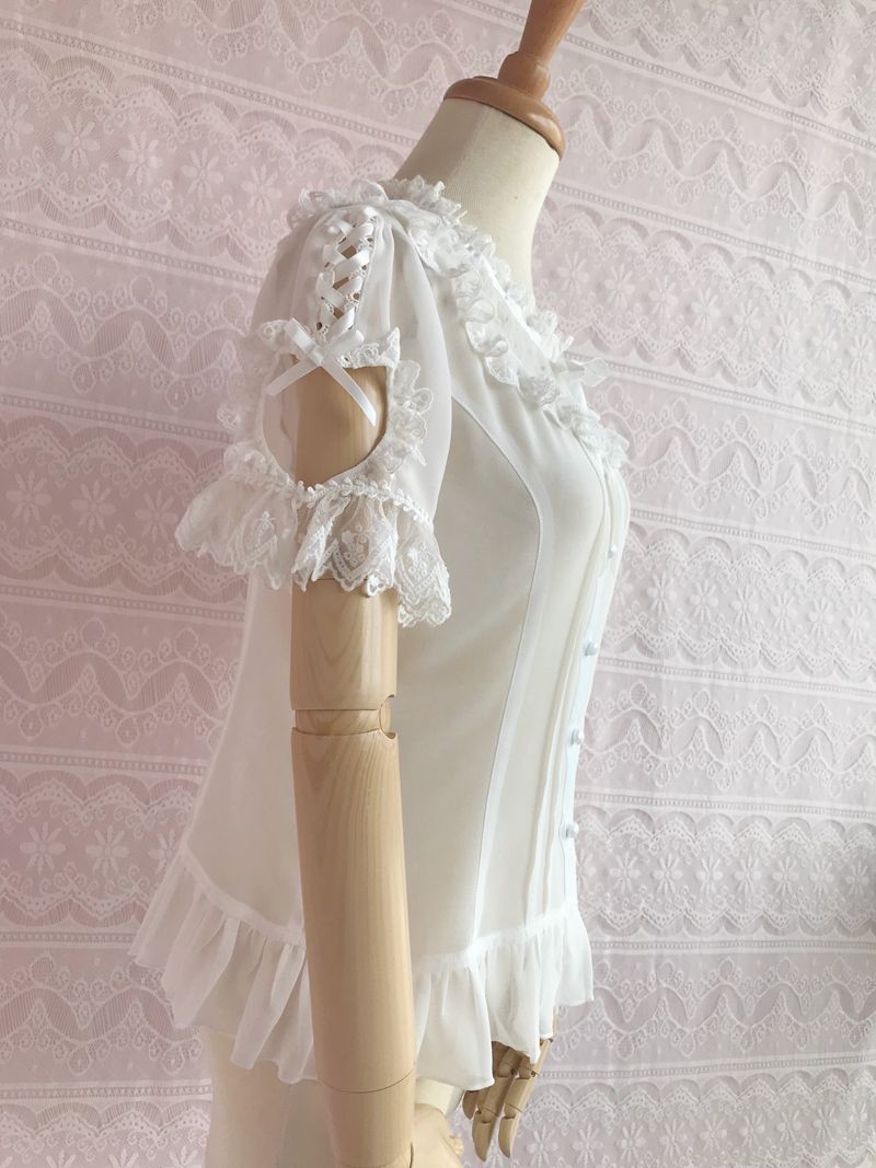 Yilia - Sweet Lolita Puff Sleeve Short - Sleeve Blouse Innerwear