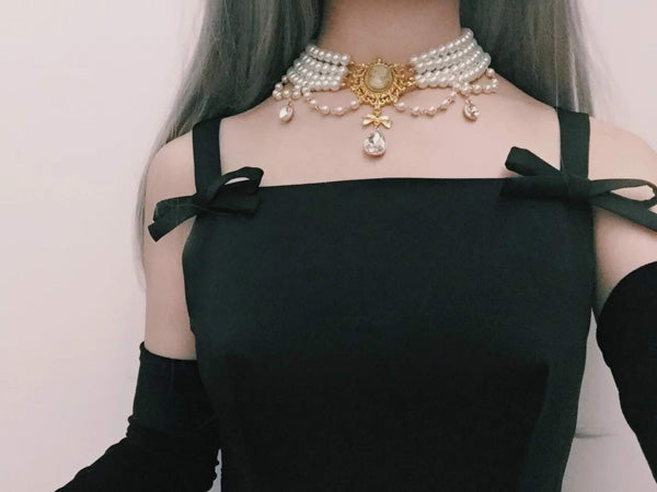 Rose of Sharon - Classic Lolita Tiered Pearl Chain - Neckwear