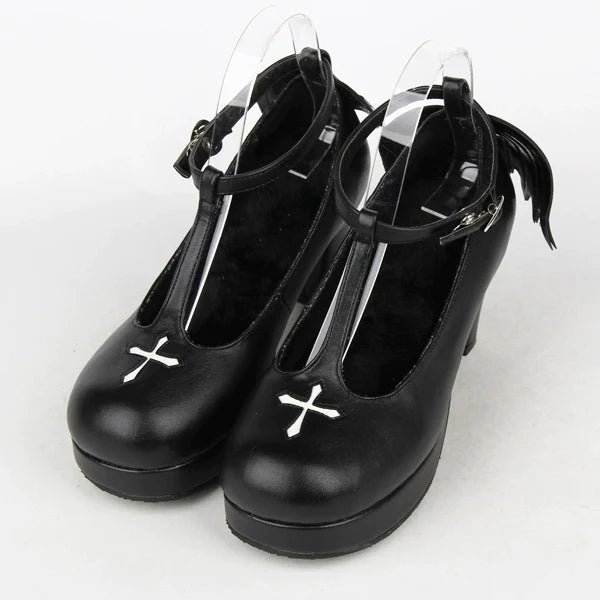 Angelic imprint - Gothic Lolita Wings and Cross Shoes - for Chistmas Shoes