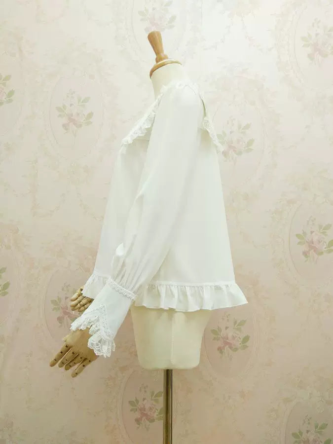 Yilia - Square Sailor Lace - Long Sleeve Chiffon Blouse