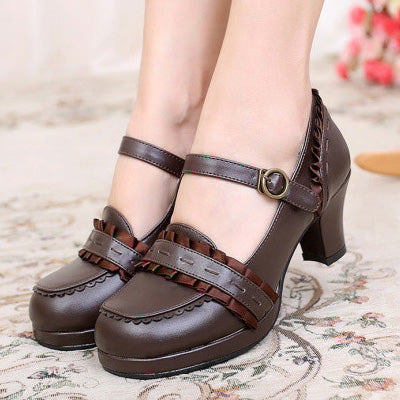 Sosic - Sweet High-heeled Plain Color - Lolita Shoes Shoes