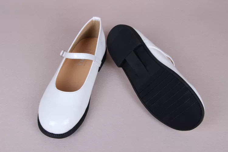 Meixie College Classic white Mary Jane shoes showing the outsole
