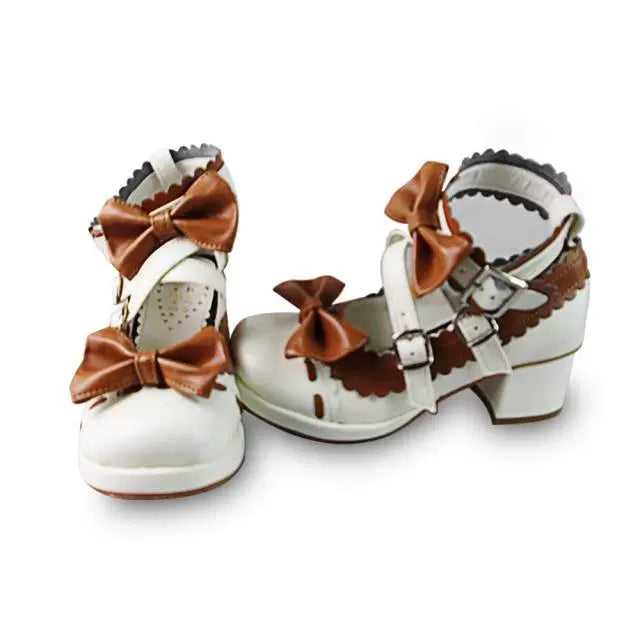 Antaina - Lolita Punk Bow Mid-Heel Multicolor - Shoes Shoes