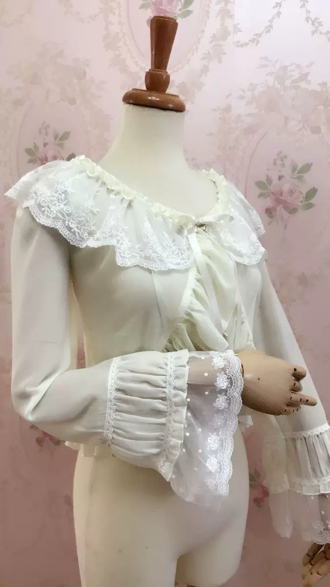 Yilia - Sweet Shell - Lace Chiffon Bolero Blouse