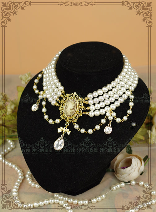 Rose of Sharon - Classic Lolita Tiered Pearl Chain - Neckwear