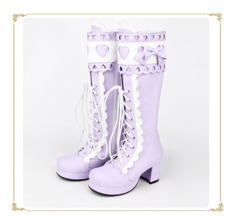 Angelic imprint - Sweet Multicolor Thick Heel Lolita - Boots Shoes