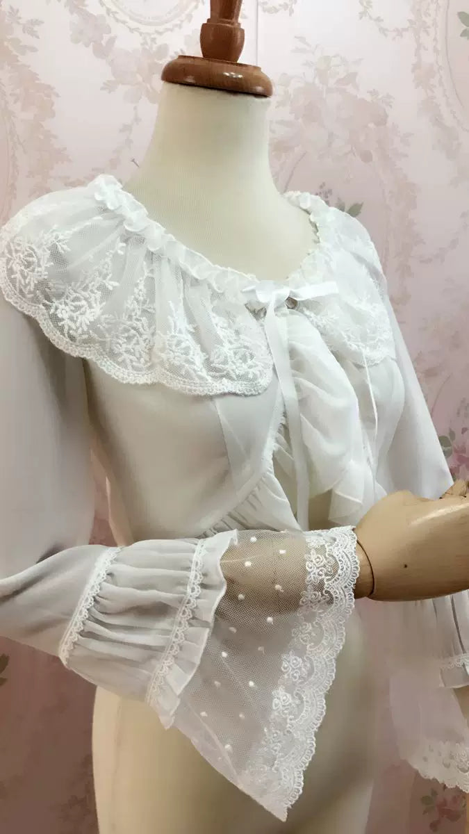 Yilia - Sweet Shell - Lace Chiffon Bolero Blouse