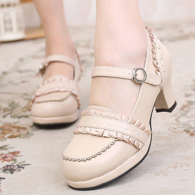 Sosic - Sweet High-heeled Plain Color - Lolita Shoes Shoes