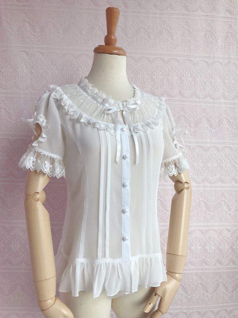 Yilia - Sweet Lolita Puff Sleeve Short - Sleeve Blouse Innerwear