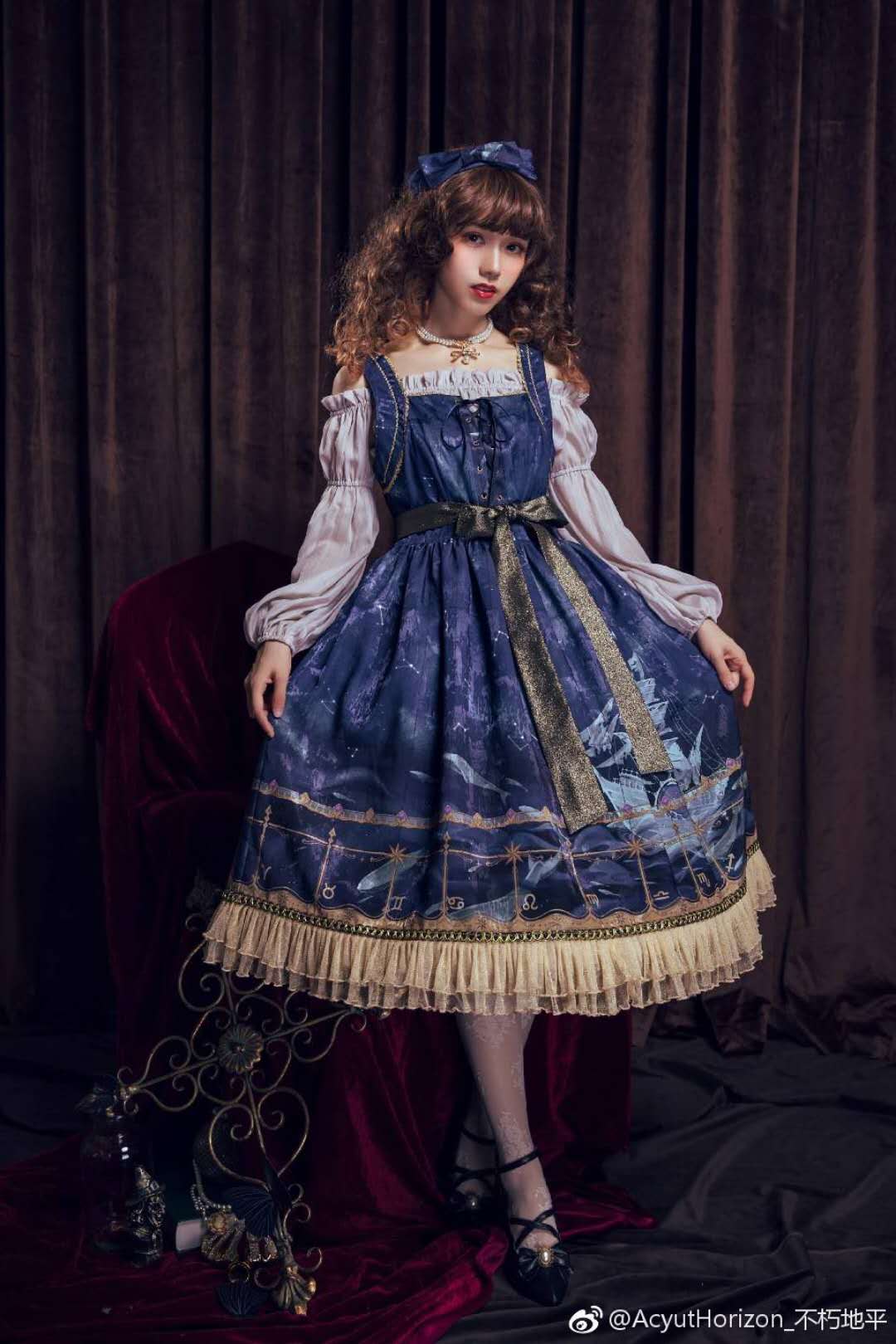 Rose of Sharon - Pearl Chain Lace Bow Lolita Kawaii - Necklace Neckwear