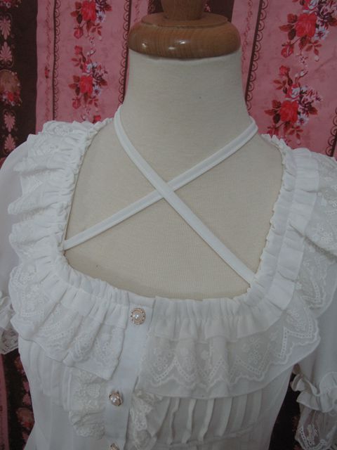 Yilia - Square Collar Chiffon Lolita Loose - Blouse Innerwear