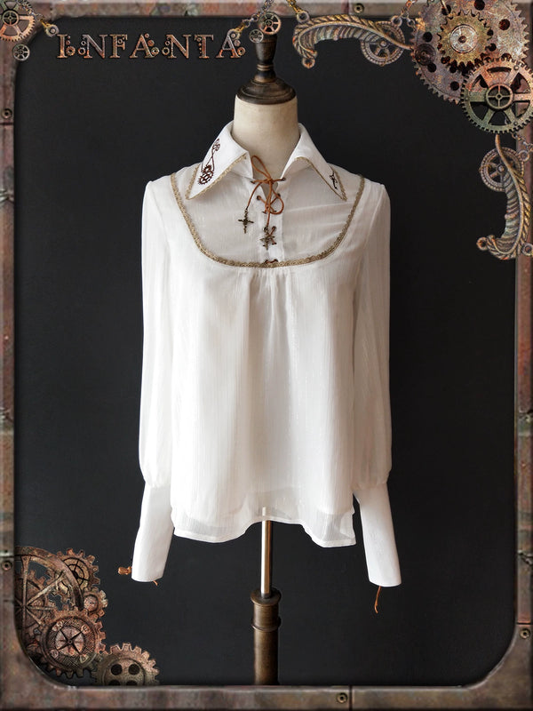 Infanta - Mechanical Doll - Gear-Embroidered Chiffon Blouse