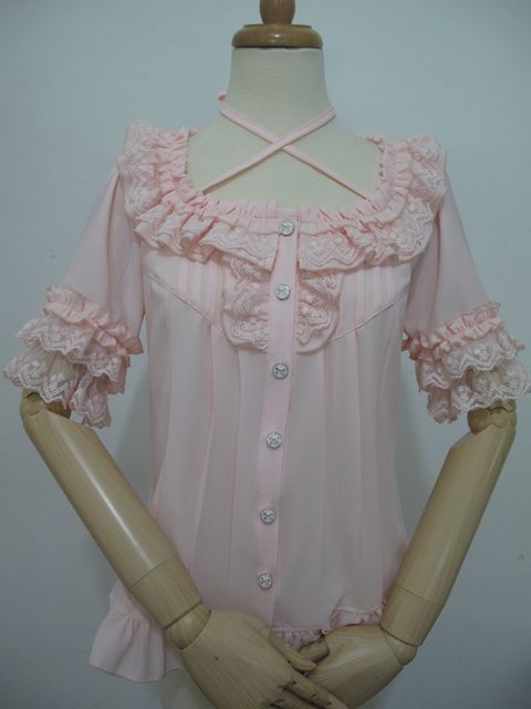Yilia - Square Collar Chiffon Lolita Loose - Blouse Innerwear