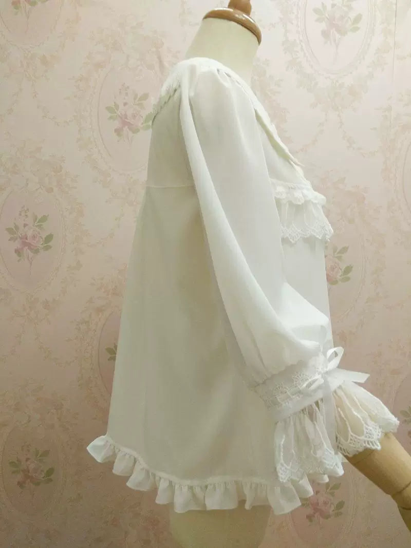 Yilia - Peter Pan Capelet - Three Quarter Sleeve Chiffon Blouse