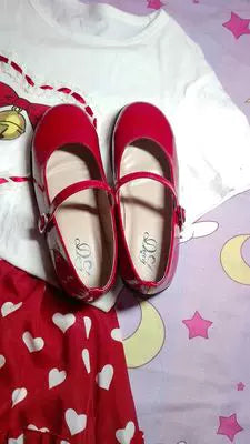 Meixie College Classic Wine Red Mary Jane shoes