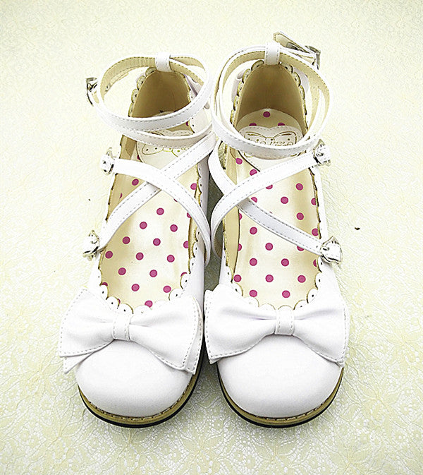 Meixie - Lovely Lolita Low Heel Cross Strap - Bow Tie Princess Shoes Shoes