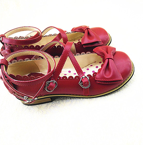 Meixie - Lovely Lolita Low Heel Cross Strap - Bow Tie Princess Shoes Shoes