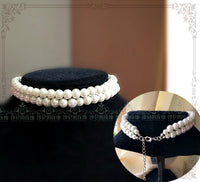 Rose of Sharon - Hepburn time - Retro Elegant Tiered Pearl Choker - double layers white pearl