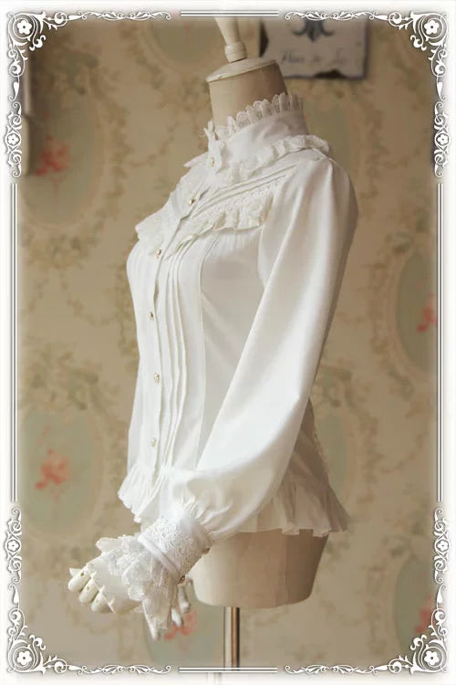 Infanta - Parfum - Blouse Lolita Classique à Volants en Dentelle et Plis Nervurés