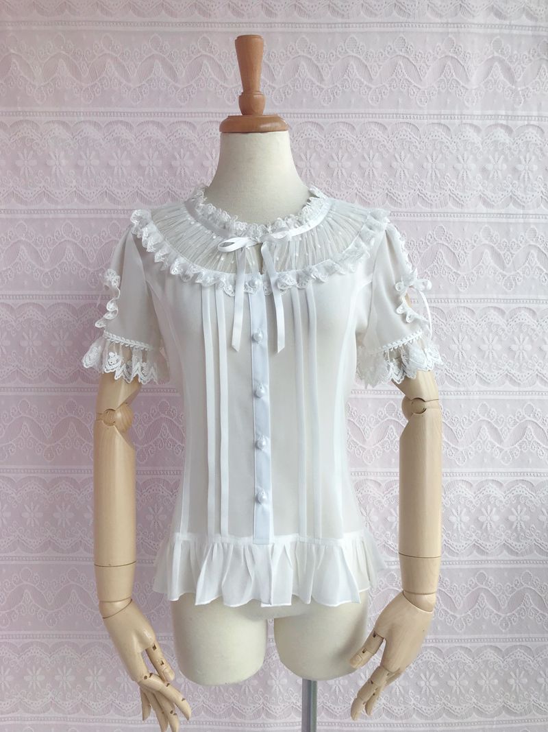 Yilia - Sweet Lolita Puff Sleeve Short - Sleeve Blouse Innerwear