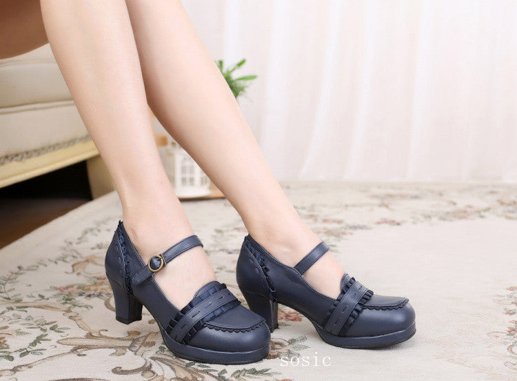 Sosic - Sweet High-heeled Plain Color - Lolita Shoes Shoes