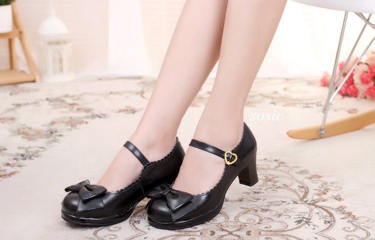 Sosic - Bowknot Lolita High Heel Shoes - Shoes