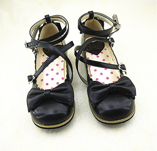 Meixie - Lovely Lolita Low Heel Cross Strap - Bow Tie Princess Shoes Shoes