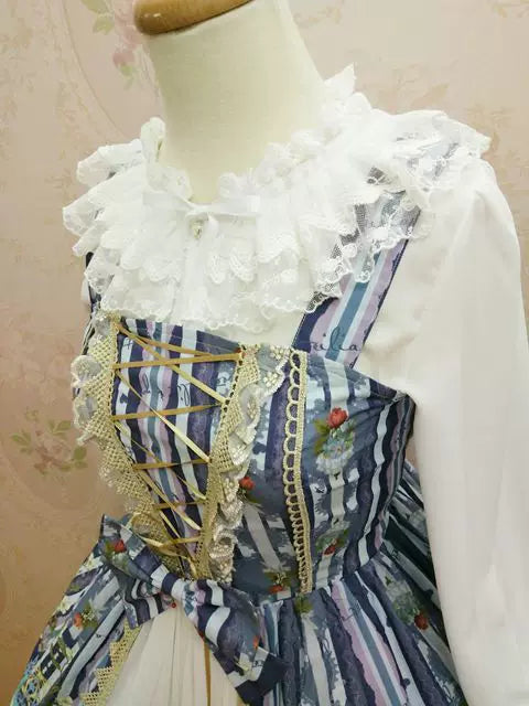 Yilia - Double Lace Collar - Ribbon Cuff Hime Sleeve Blouse