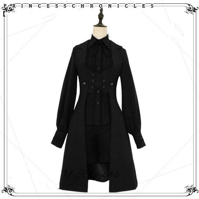 The Night Prelude - Medieval Ouji Lolita Long Vest S Black male vest (pre order)
