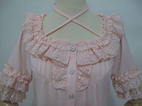 Yilia - Square Collar Chiffon Lolita Loose - Blouse Innerwear