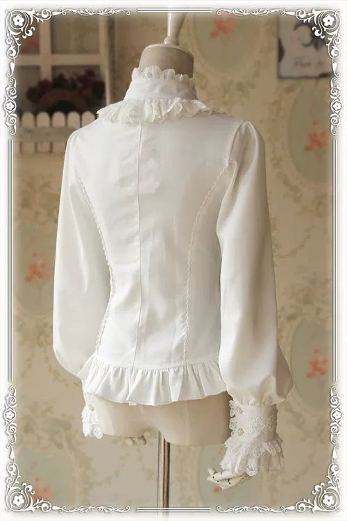 Infanta - Parfum - Blouse Lolita Classique à Volants en Dentelle et Plis Nervurés
