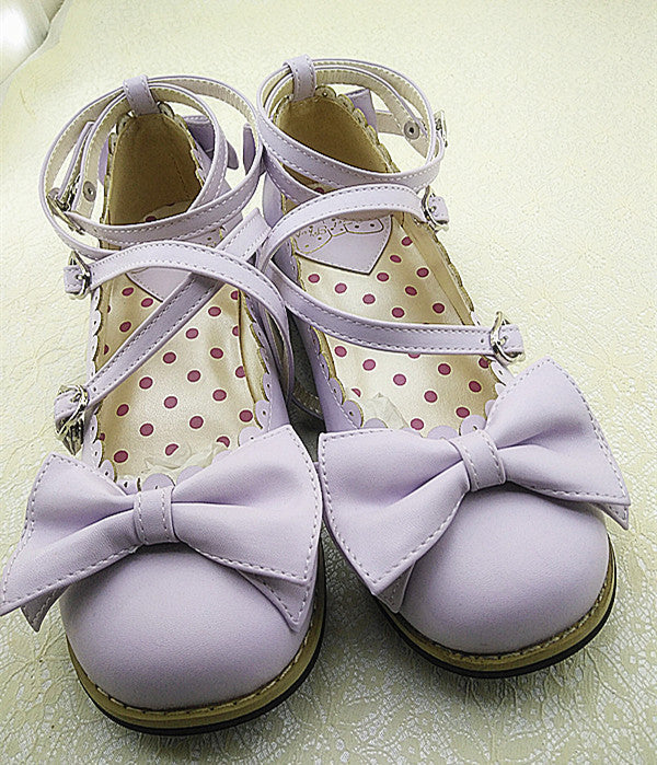 Meixie - Lovely Lolita Low Heel Cross Strap - Bow Tie Princess Shoes Shoes